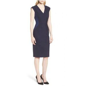 Hugo Boss Sheath Dress 8 Black Stretch Wool Classic Career Church $595